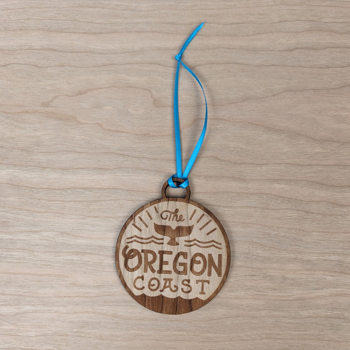 Whale's Tail Wood Ornament