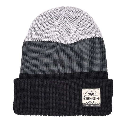 Oregon Coast Stripes Beanie w/ Leatherette