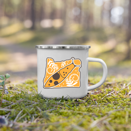 Oregon Elements Banana Slug, Enamel Mug, 12oz