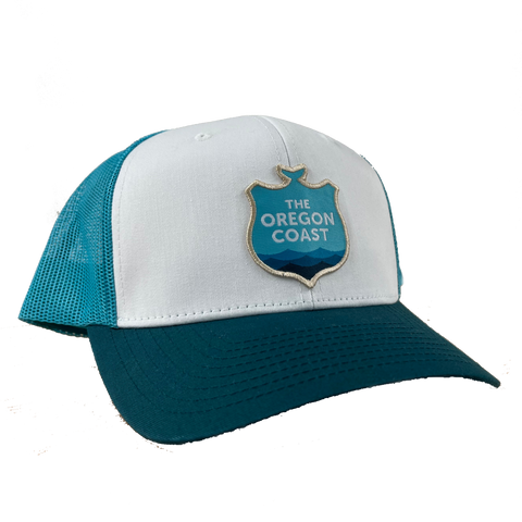 Oregon Coast Logo Teal Trucker Hat