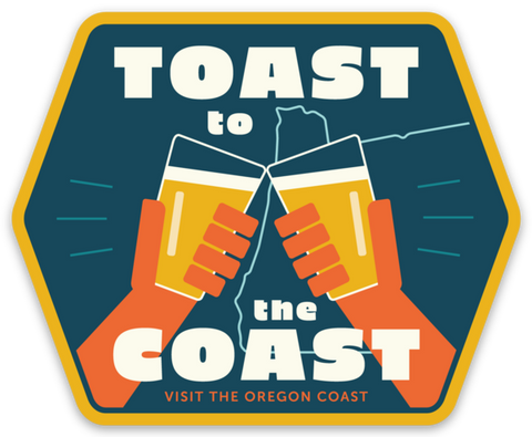 Toast to the Coast 3" Sticker